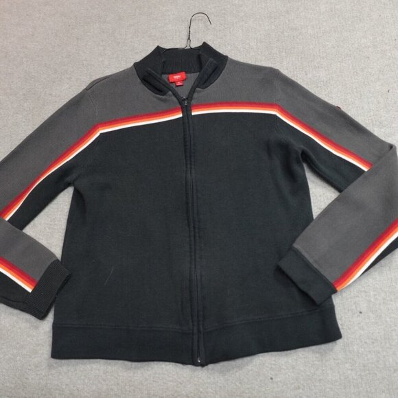 Vintage Mossimo Sweater Medium Black Gray Full Zip Ski 1973 Jacket Y2K - Picture 1 of 7